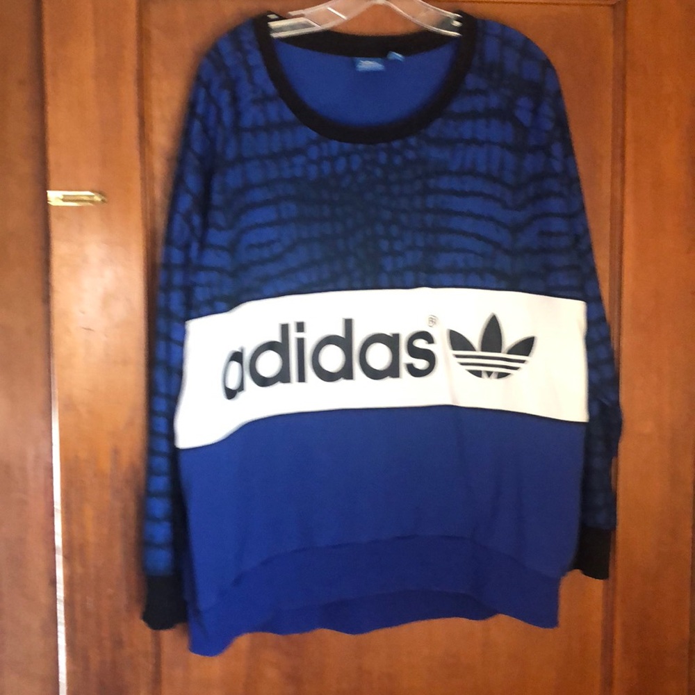 Adidas Blue and Black Logo Sweatshirt